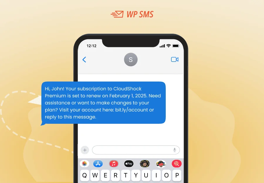 نمونه پیامک اعلان تمدید اشتراک SaaS